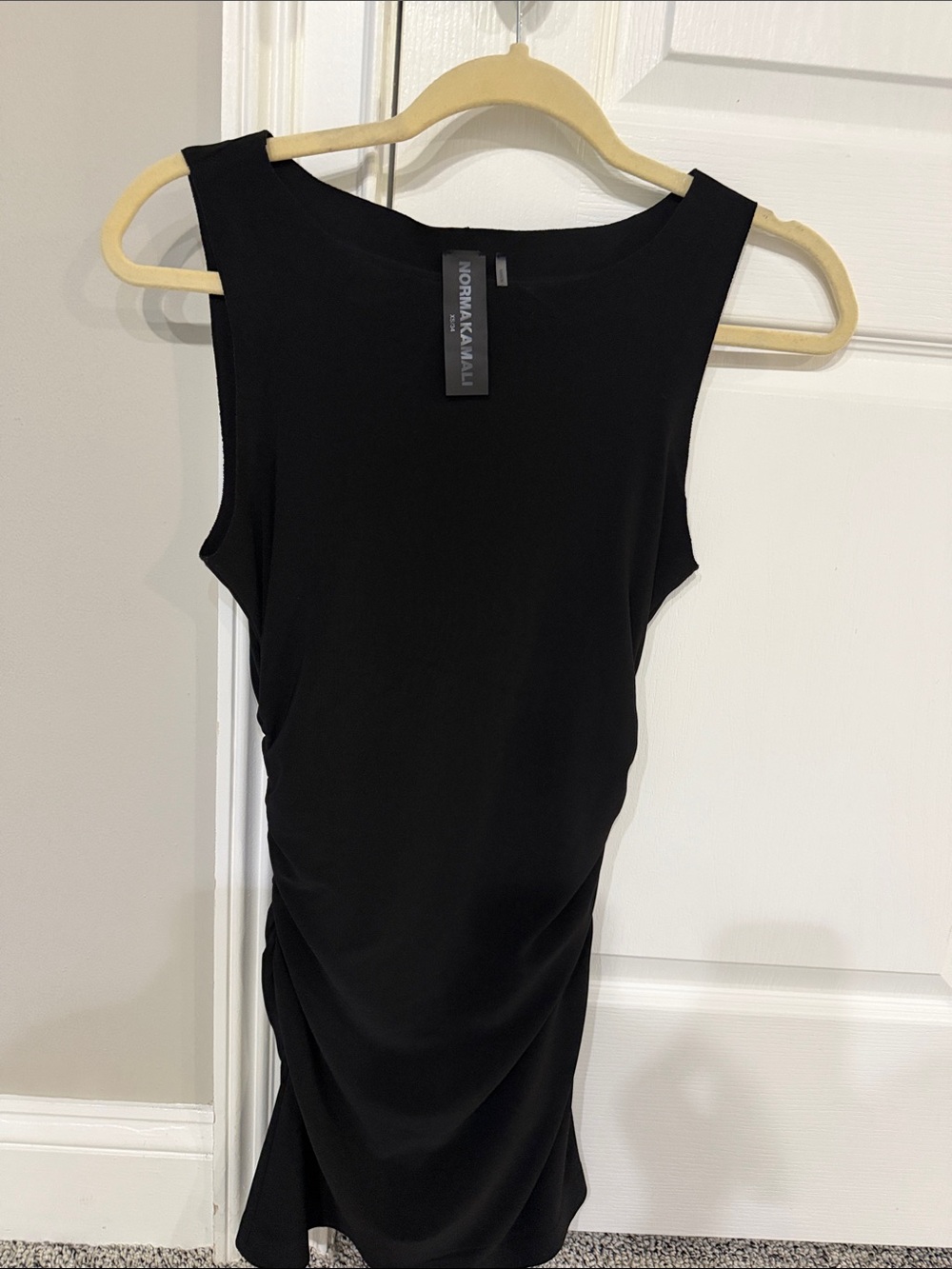 Flattering Norma Kamali Sleeveless Ruched dress with bodysuit under LIKE NEW XS